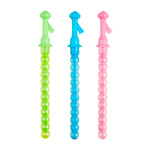 Three colorful bubble wands on a white background