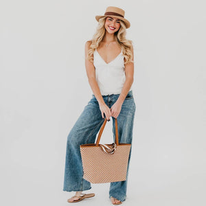 Checkered Brown - Woven Tiffany Organizer Tote Bag