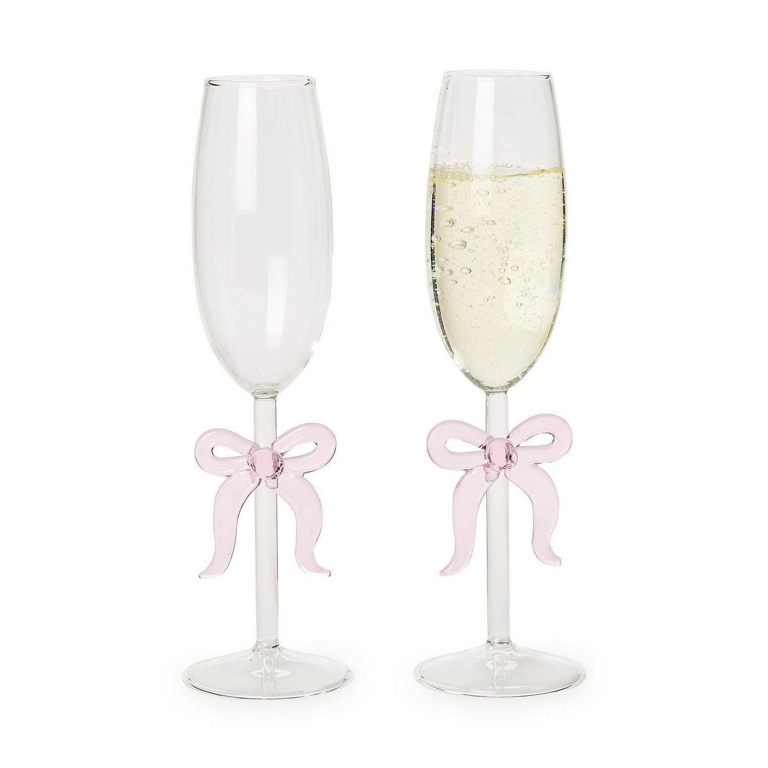 Pink Bow Champagne Glass