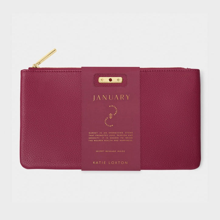 Birthstone Pouch - Jan - Deep Red