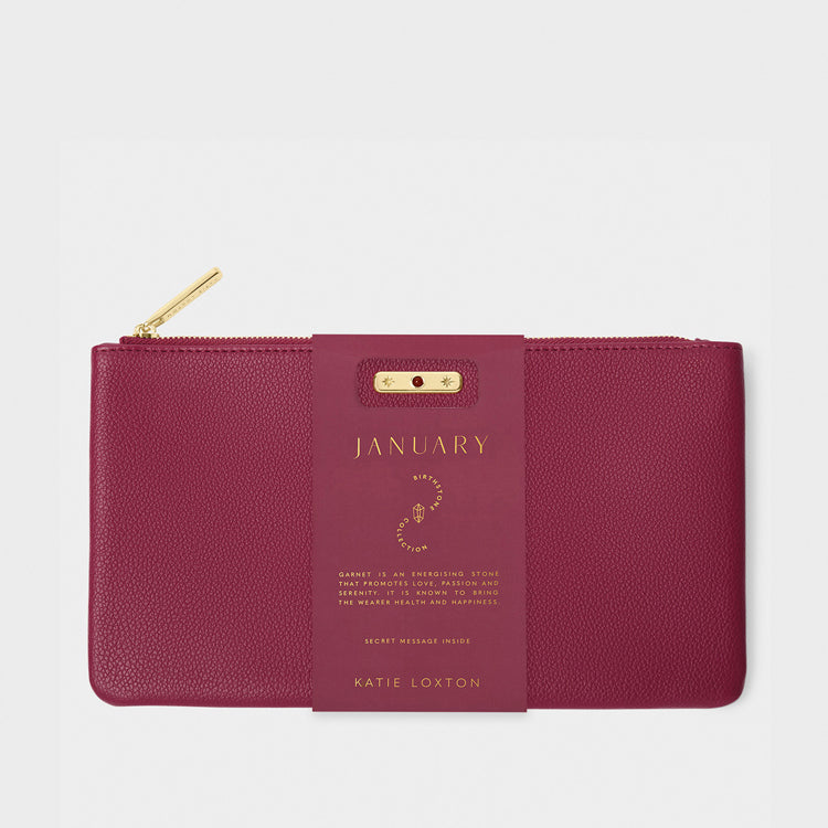 Birthstone Pouch - Jan - Deep Red