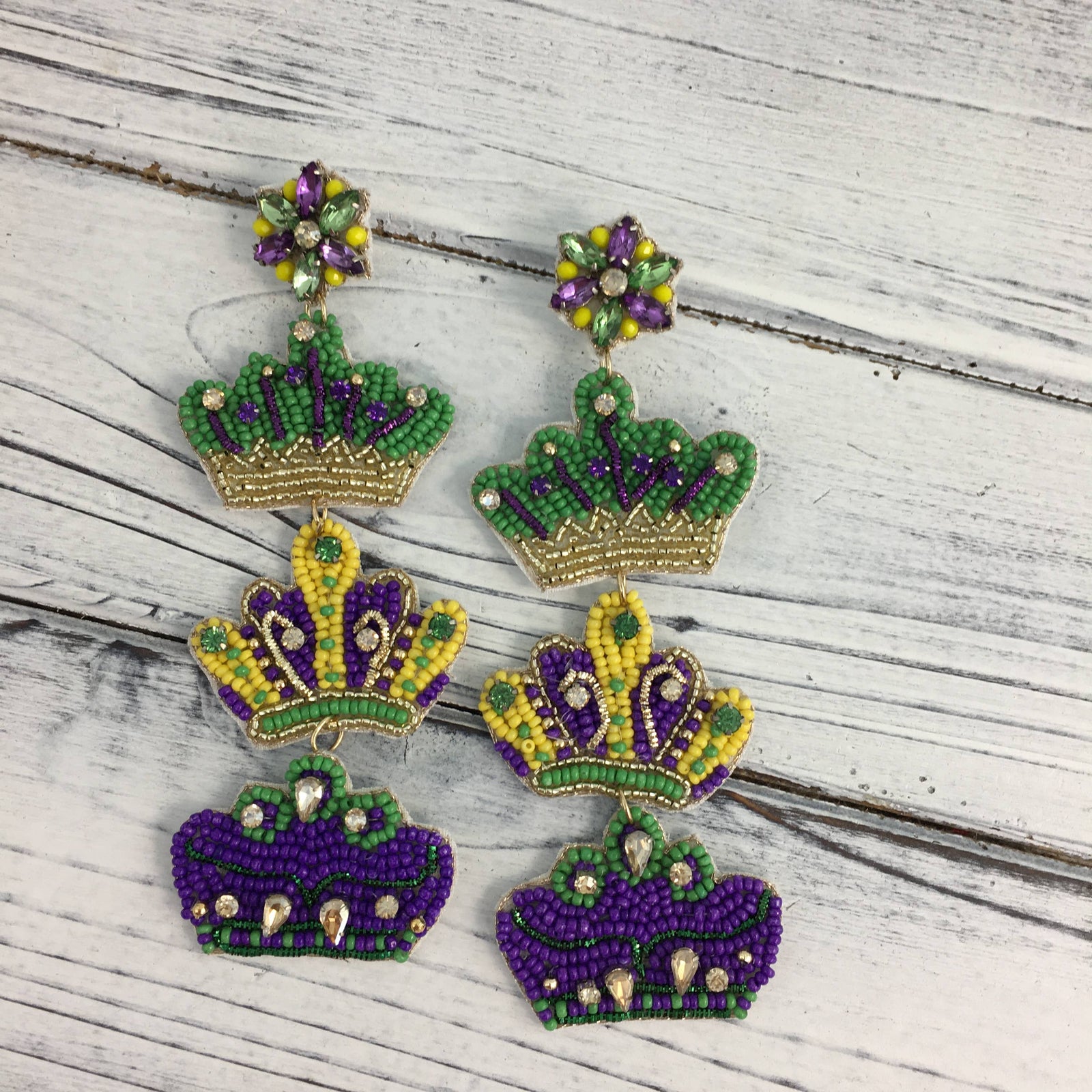 Mardi Gras Crown Earrings