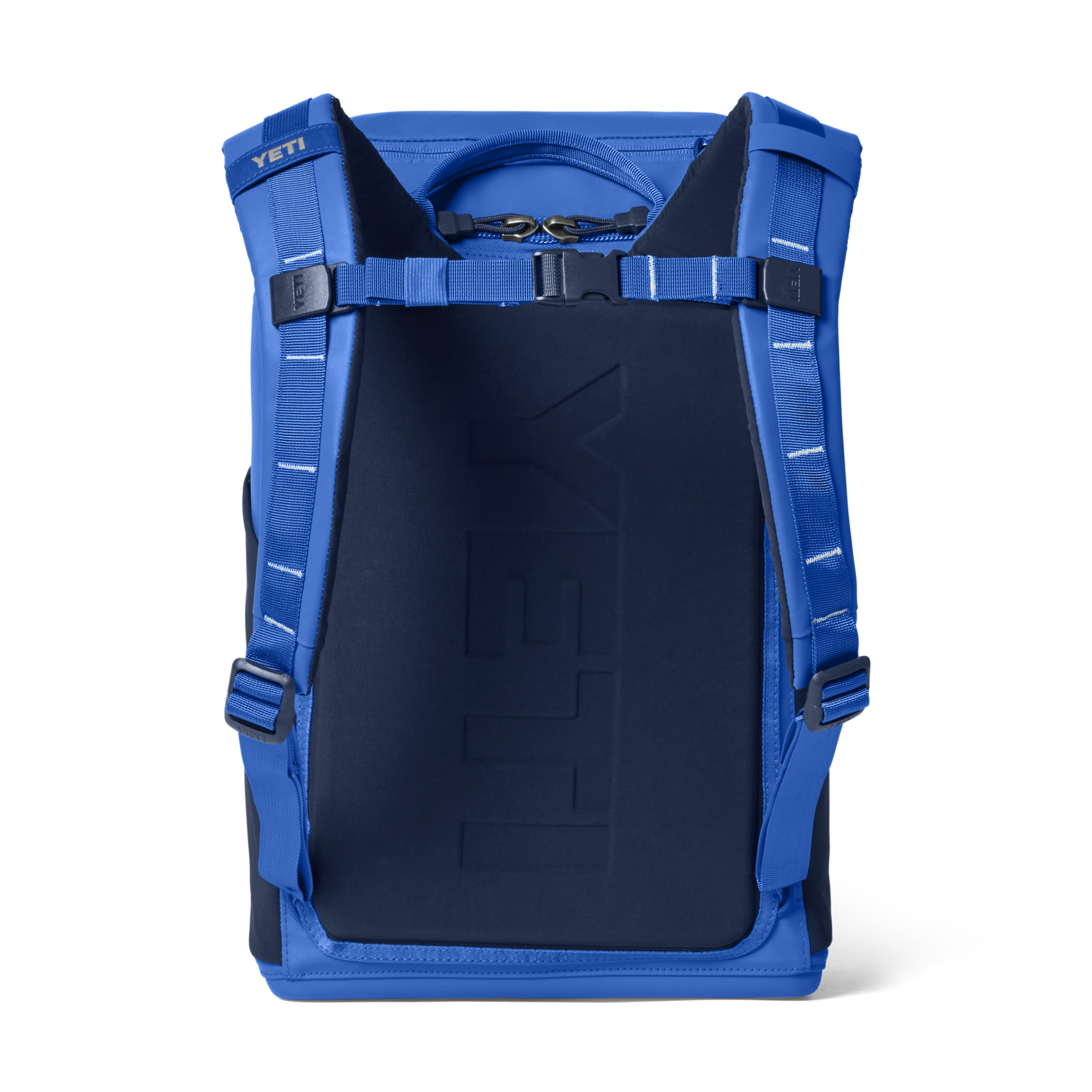 Blue backpack with visible Yeti logo on a white background