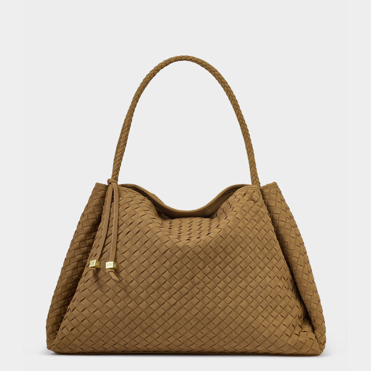 Lg - Nova Shoulder Bag - Caramel Suede