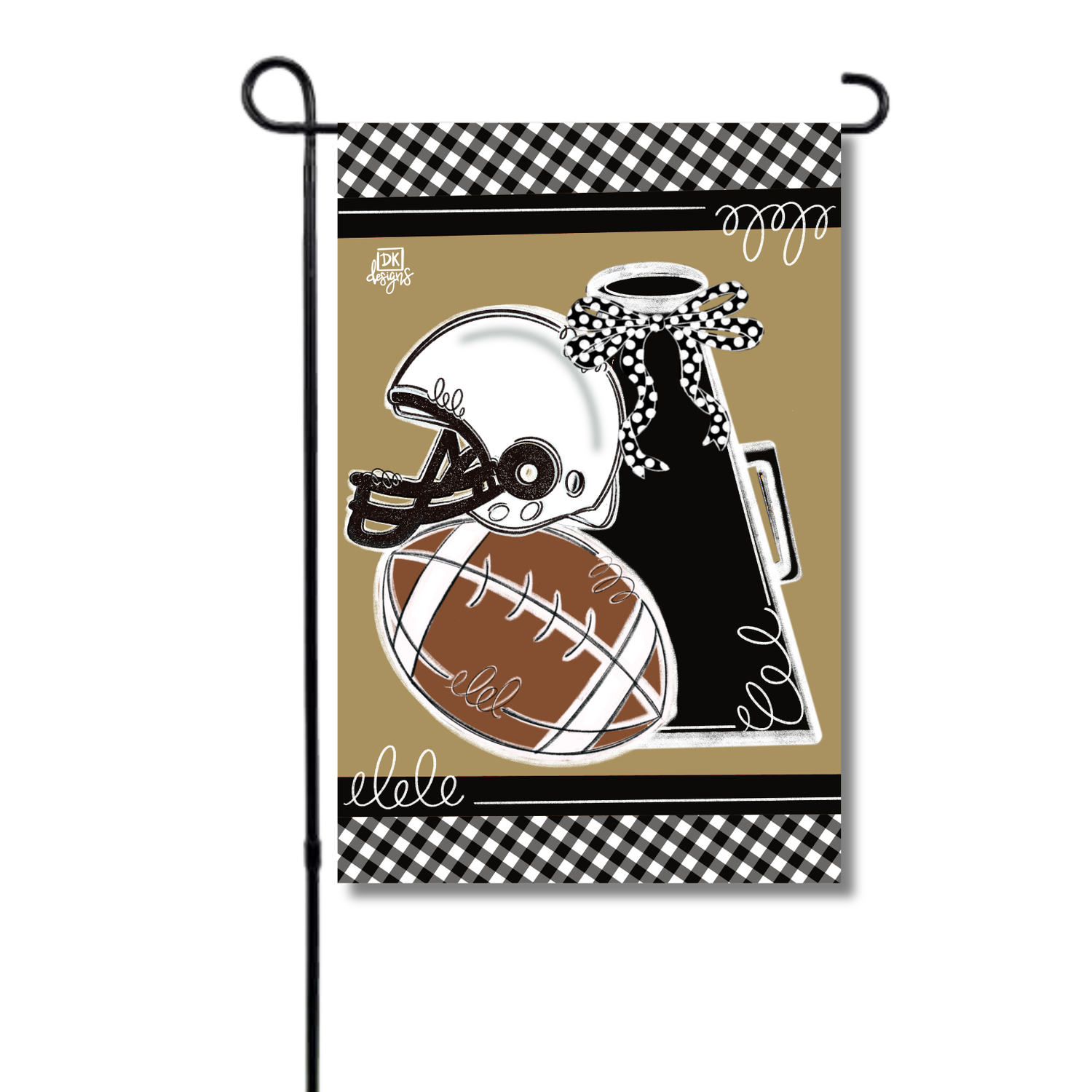 Black and Gold Game Day Garden Flag