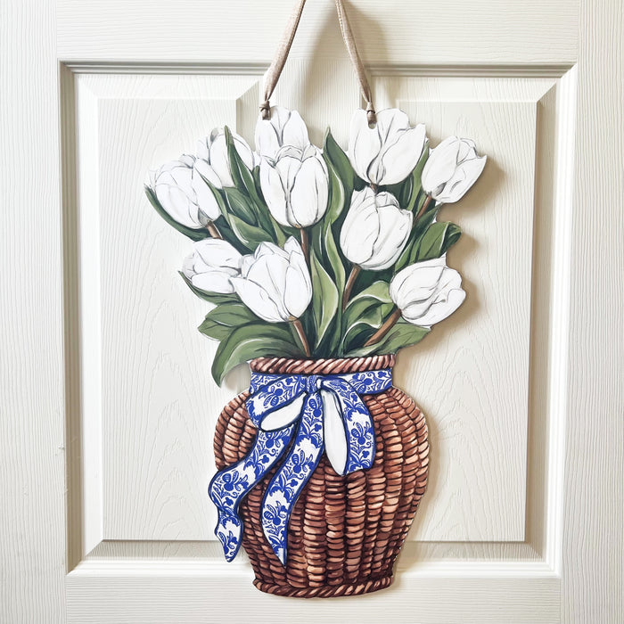 White Tulips Door Hanger