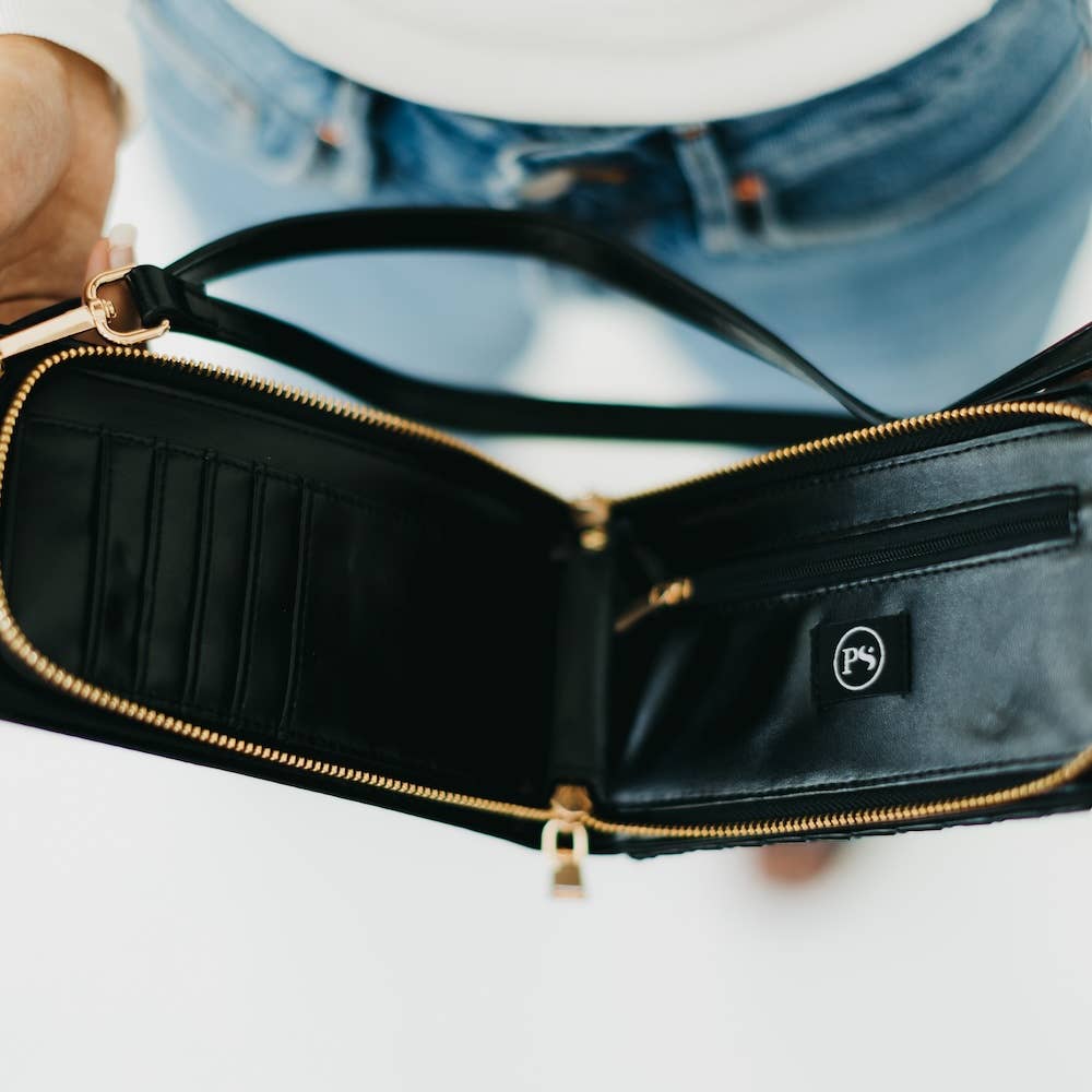 Black - Woven Double Duty Phone Bag