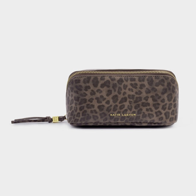 Fold- Out Mirror Make Up Bag - Leopard