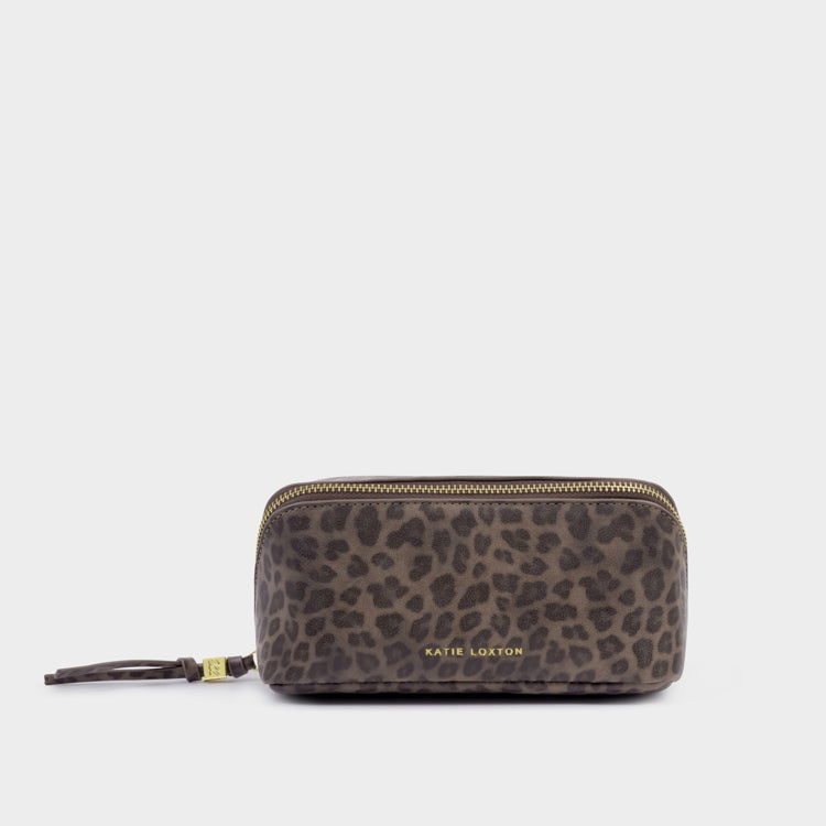 Fold- Out Mirror Make Up Bag - Leopard