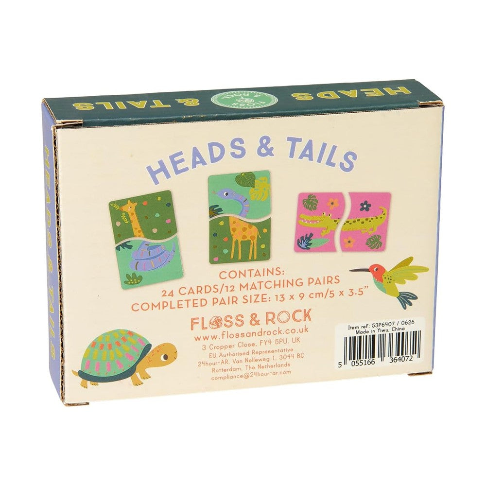 Back of the Heads and Tails jungle card game box