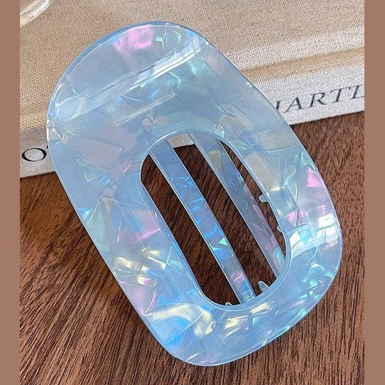 Blue Jumbo Lay Flat Oval Hair Claw Clip