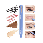Alleyoop Pen Pal makeup product with color swatches and application examples on a white background