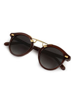 Espresso brown round sunglasses, folded