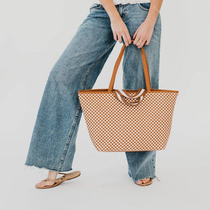 Checkered Brown - Woven Tiffany Organizer Tote Bag