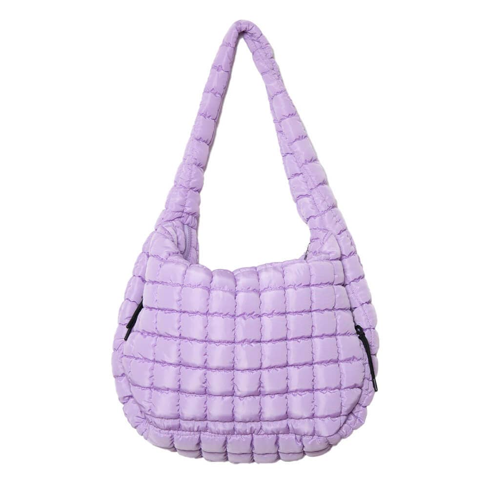 Light Purple Oversized Quilted Hobo Tote