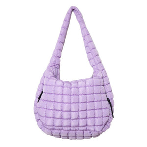 Light Purple Oversized Quilted Hobo Tote