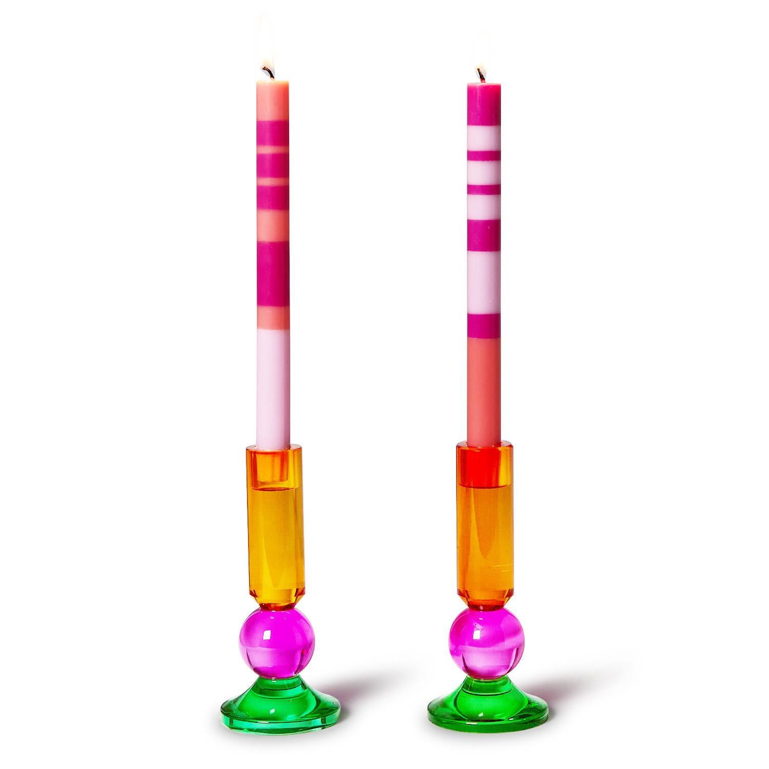 Orange, Pink, Green Taper Candle Holder - Sold Separately