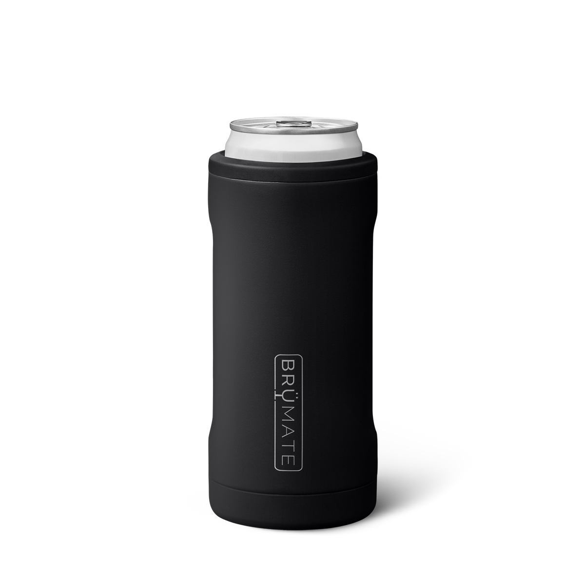 Matte black insulated slim can cooler