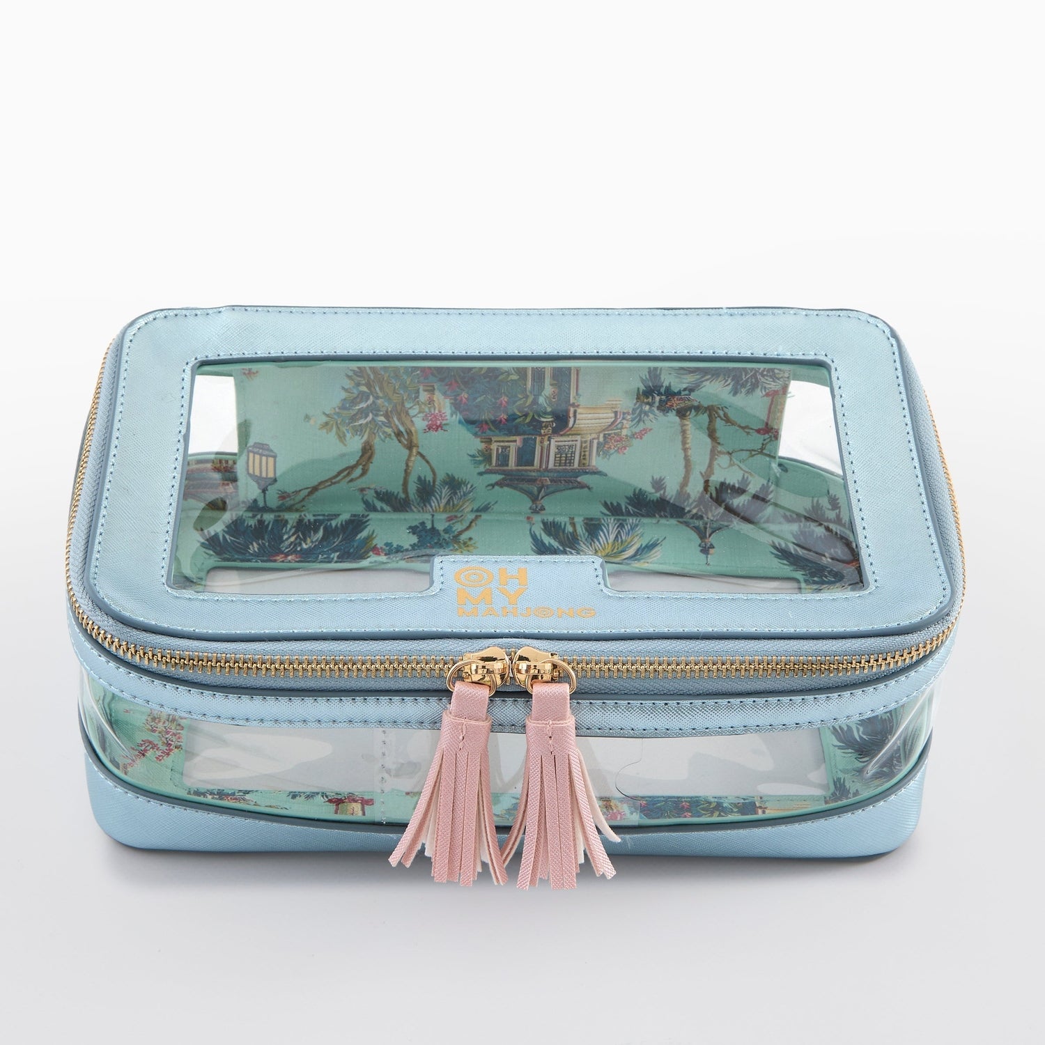 Metallic Light Blue Mahjong Tile Storage Bag