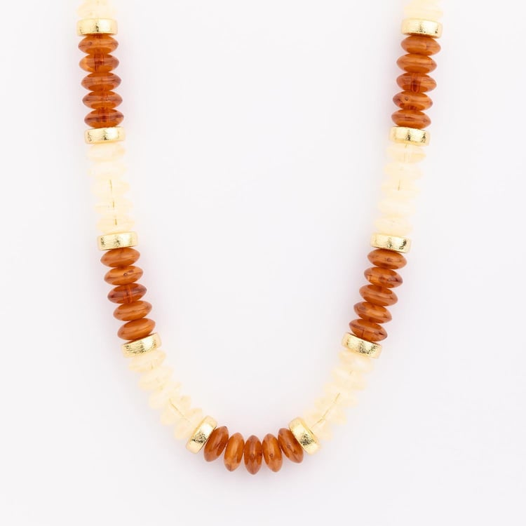 Natural cream and rust beaded necklace