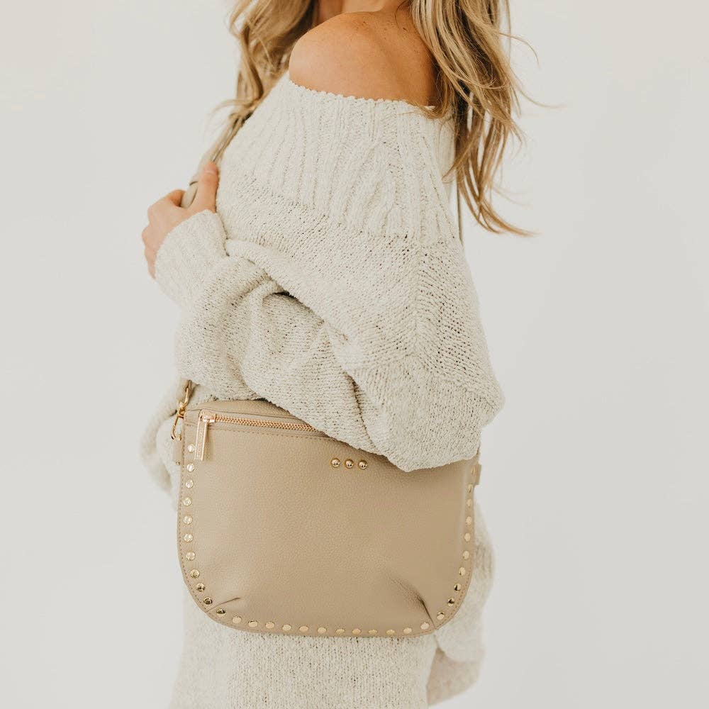 Taupe - Pebble Sabrina Studded Bum Bag