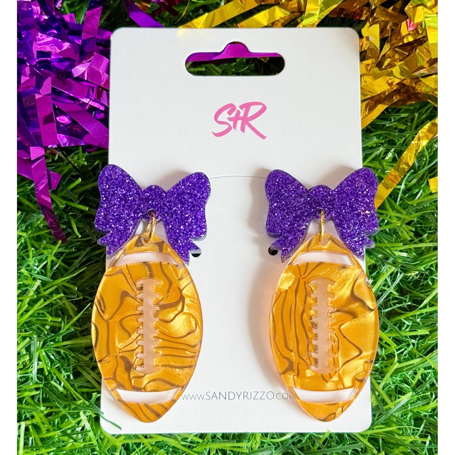 Fancy Tiger Football Bow Earring