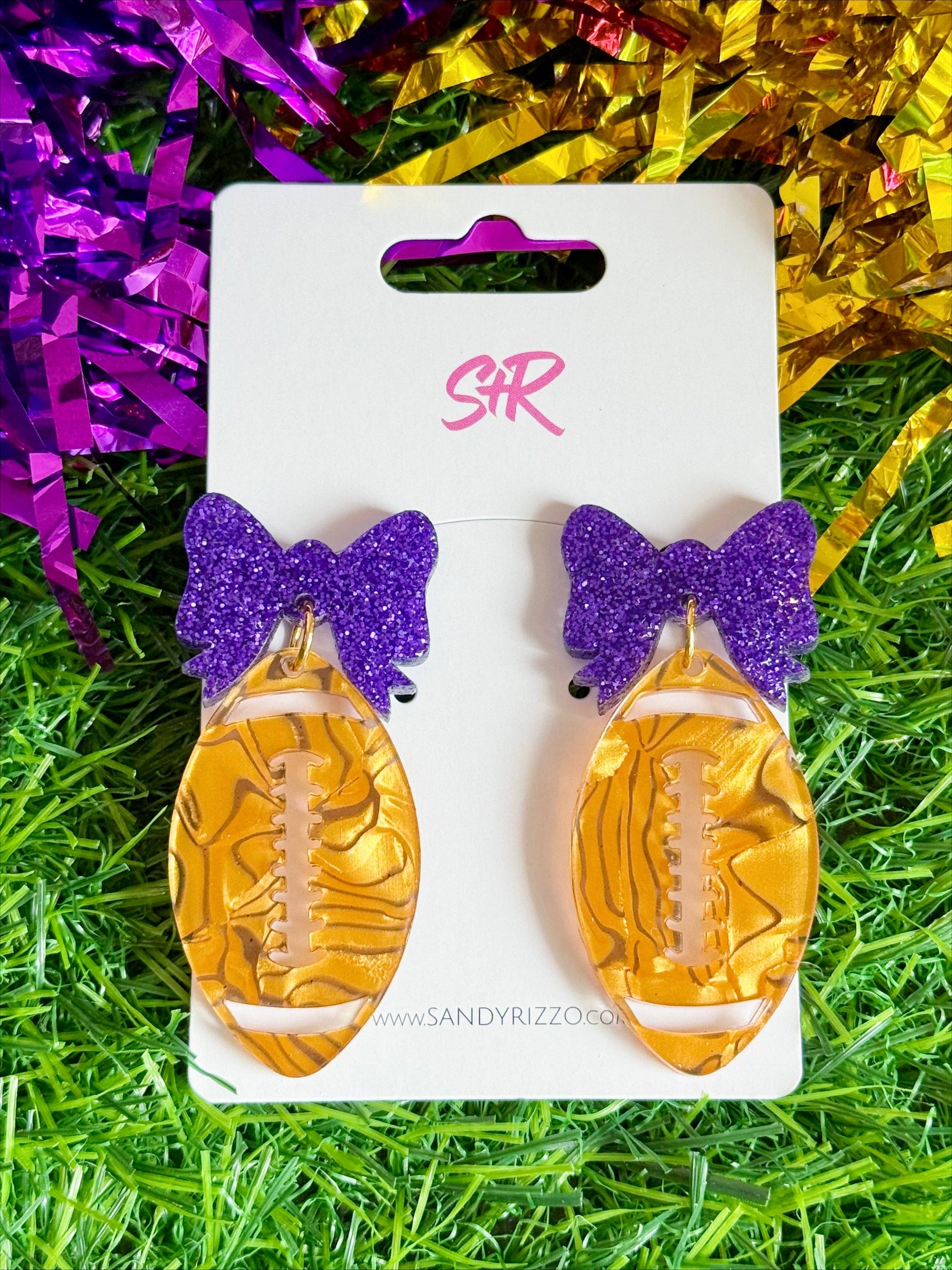 Fancy Tiger Football Bow Earring