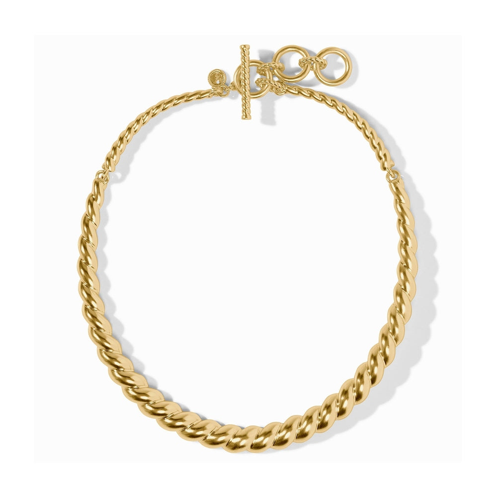 Gold twisted rope chain necklace with a toggle clasp
