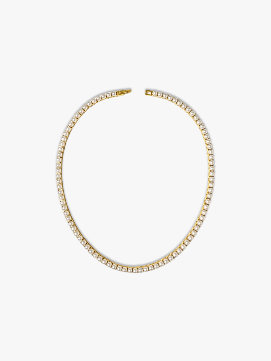 Gold 4mm pearl tennis necklace