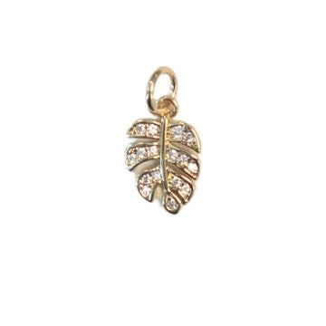 Gold CZ Monstera Palm Leaf Charm