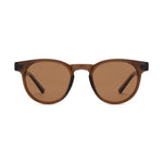 Brown sunglasses with a white background