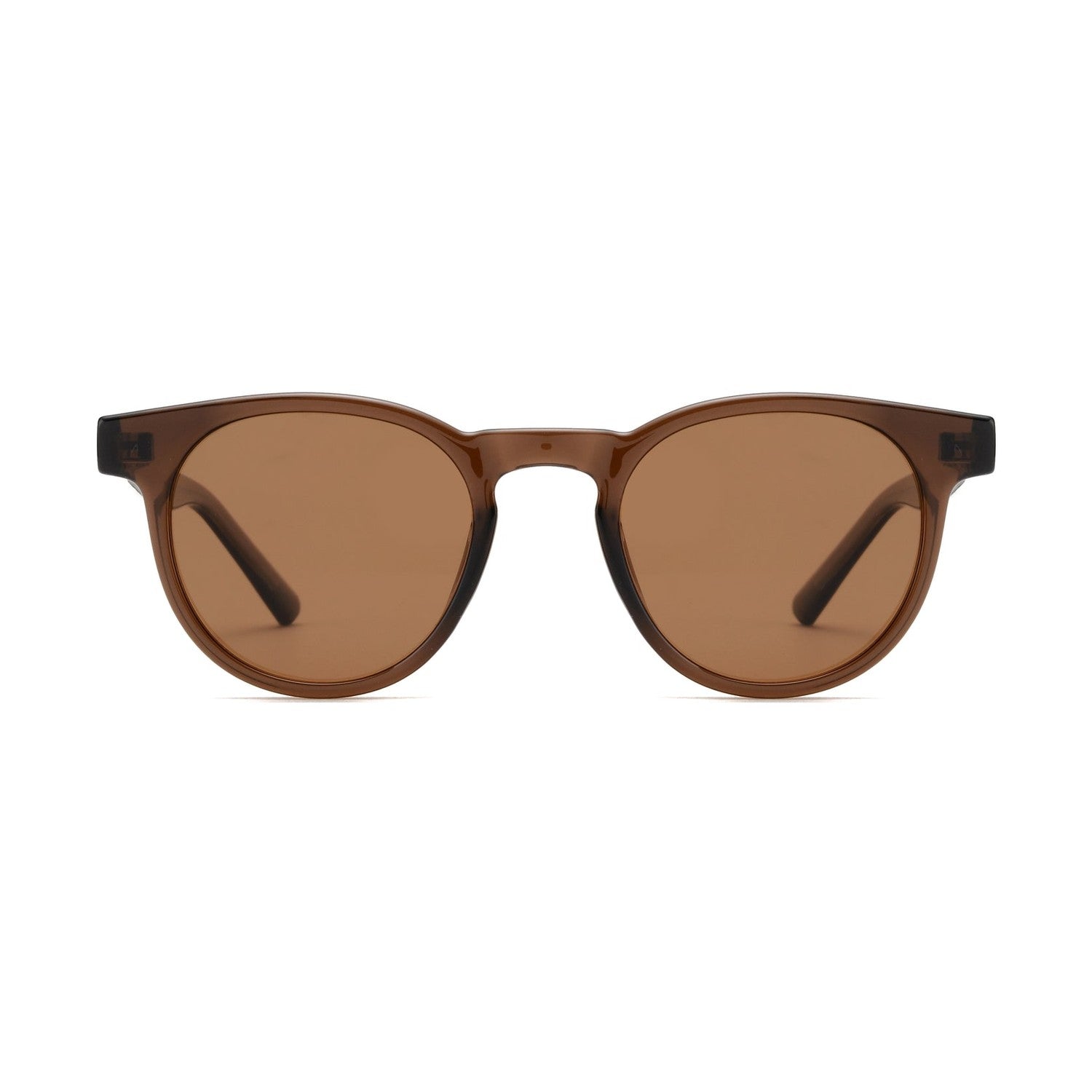 Brown sunglasses with a white background