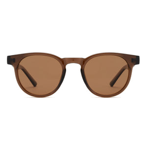 Brown sunglasses with a white background
