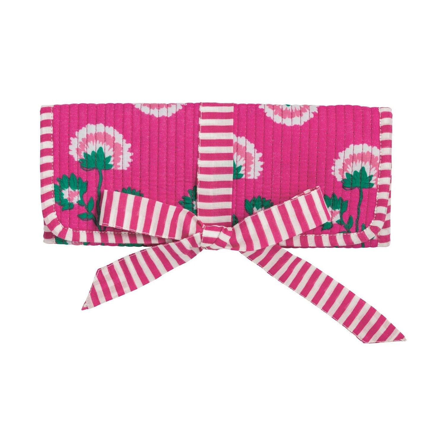 Pink Block Print Jewelry Roll