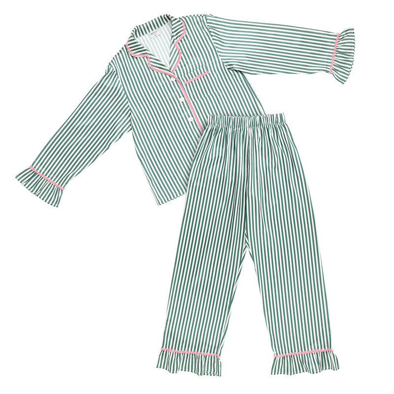 Green Stripe Ruffle PJ