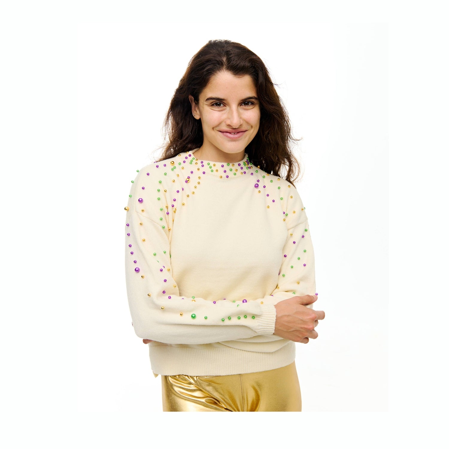 Mardi Gras Pearl Sweater