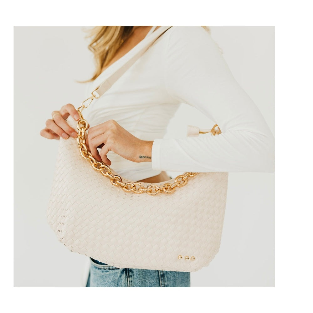 Cream - Sienna Slouchy Woven Shoulder Bag