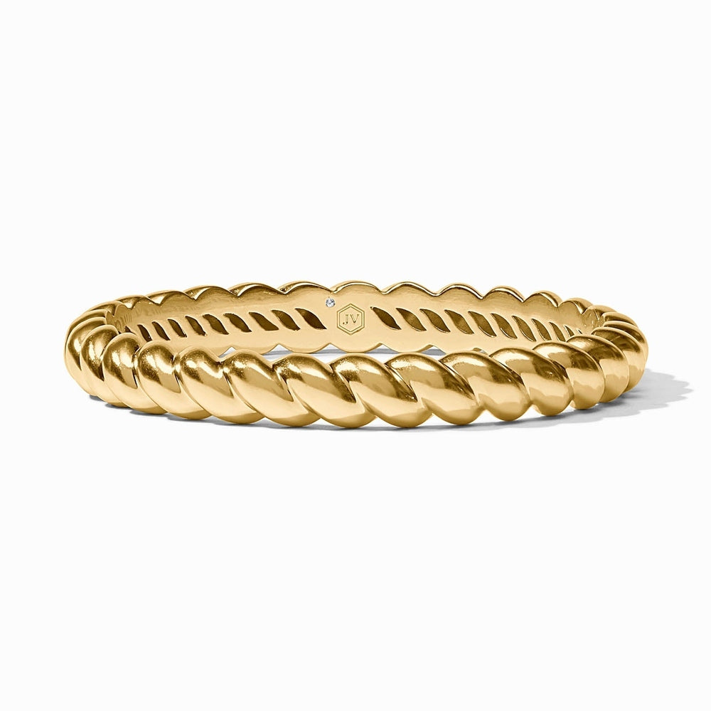 Gold twisted rope band ring with a small diamond accent