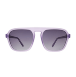 Purple sunglasses with gradient lenses on a white background