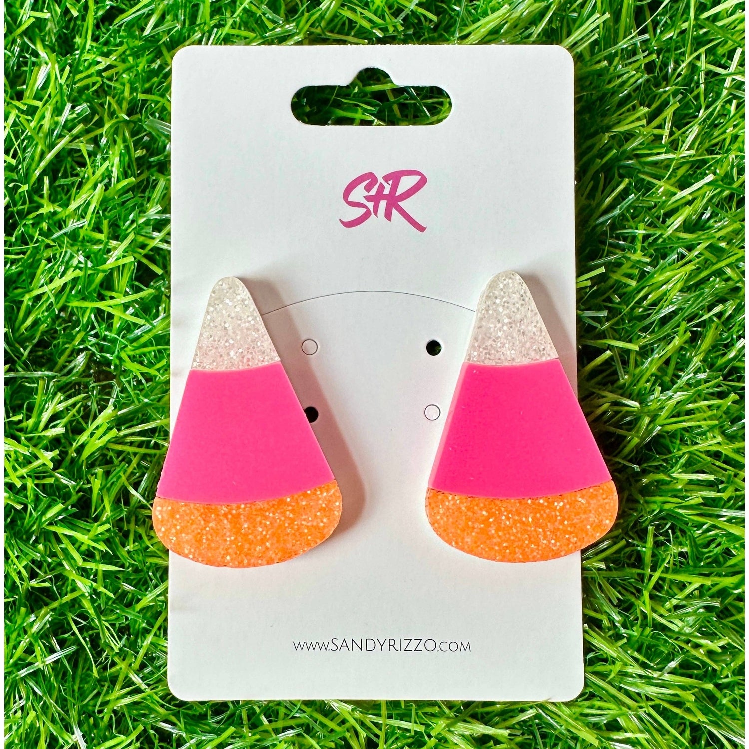 Hot Pink Candy Corn Acrylic Statement Stud Earring
