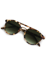 Tortoiseshell double-bridge sunglasses, angled view