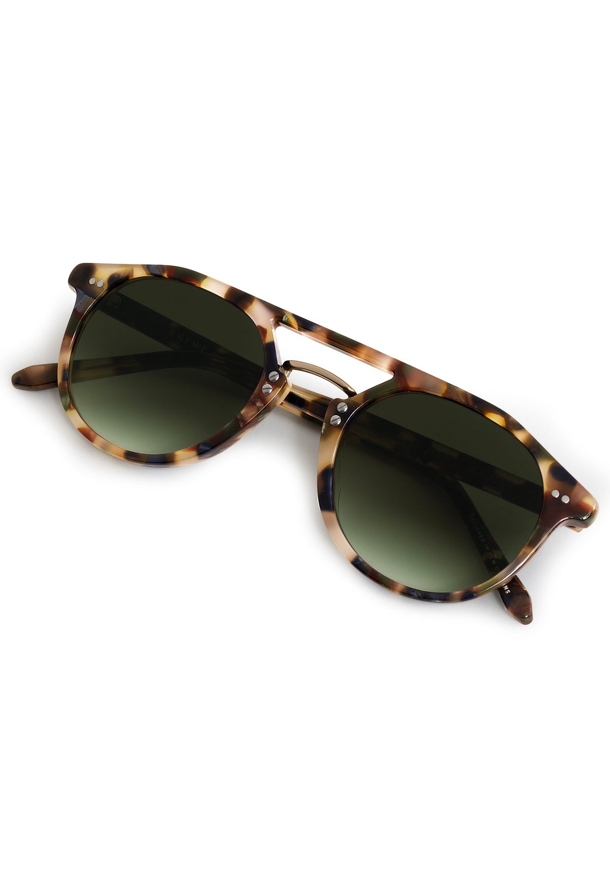 Tortoiseshell double-bridge sunglasses, angled view