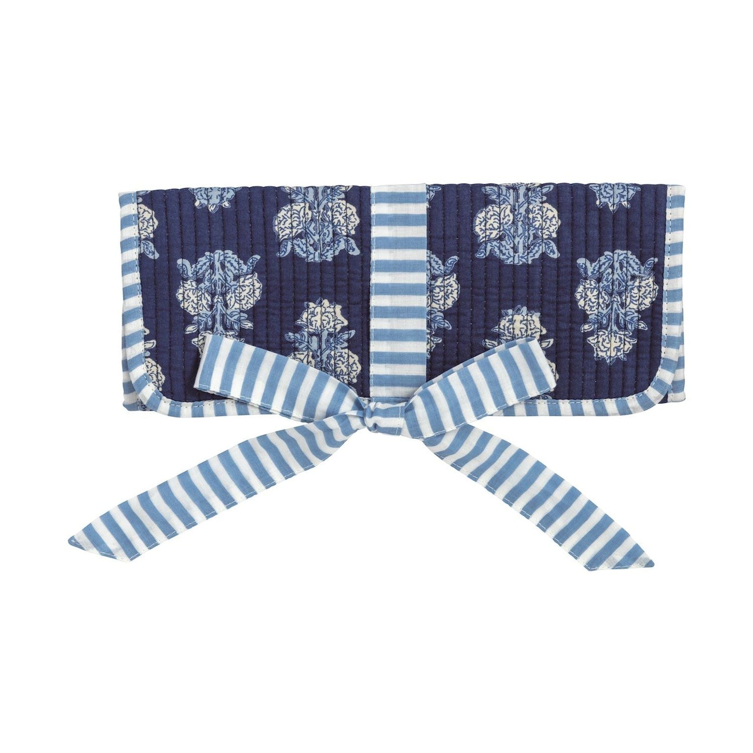 Navy Block Print Jewelry Roll