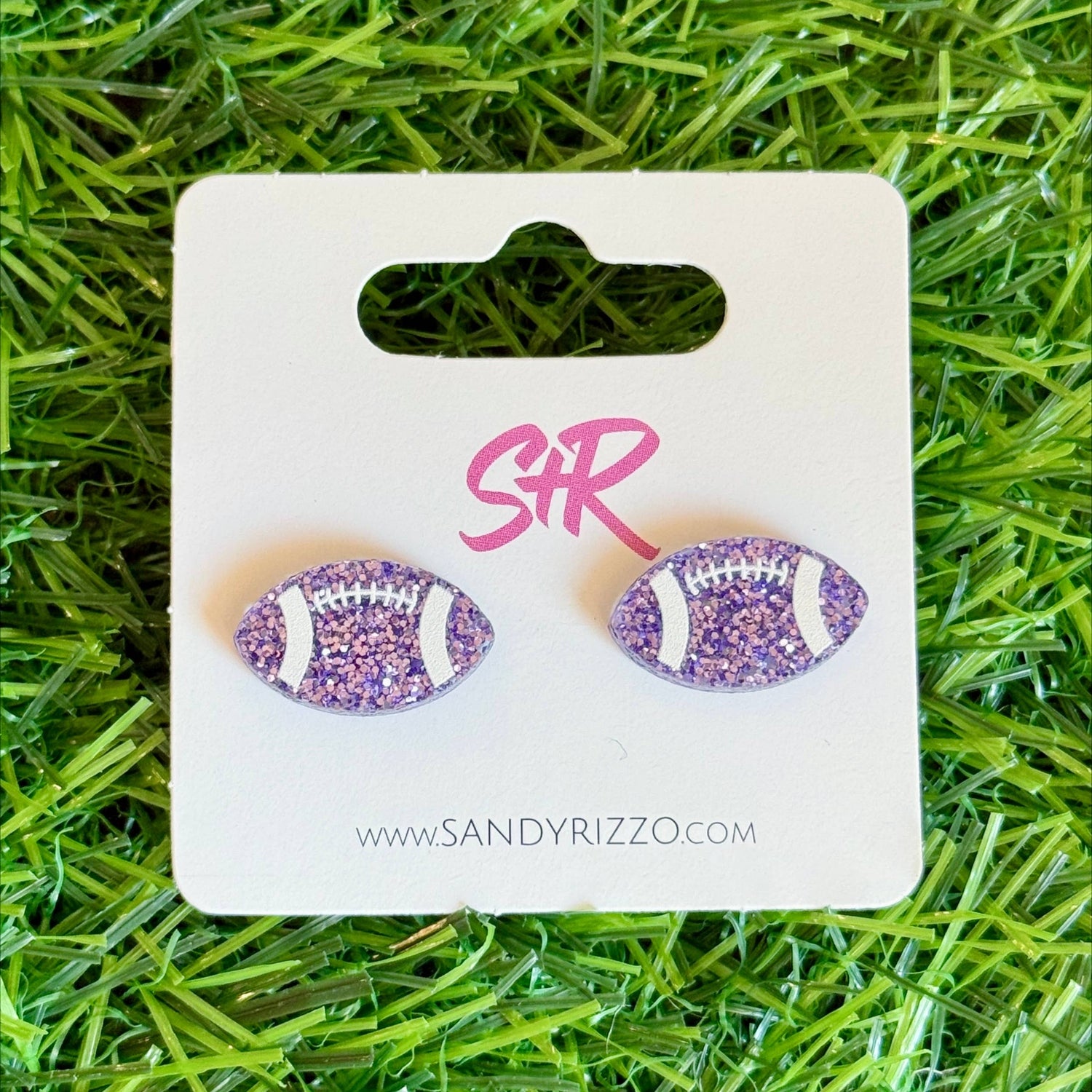 Lavender Glitter Acrylic Football Studs