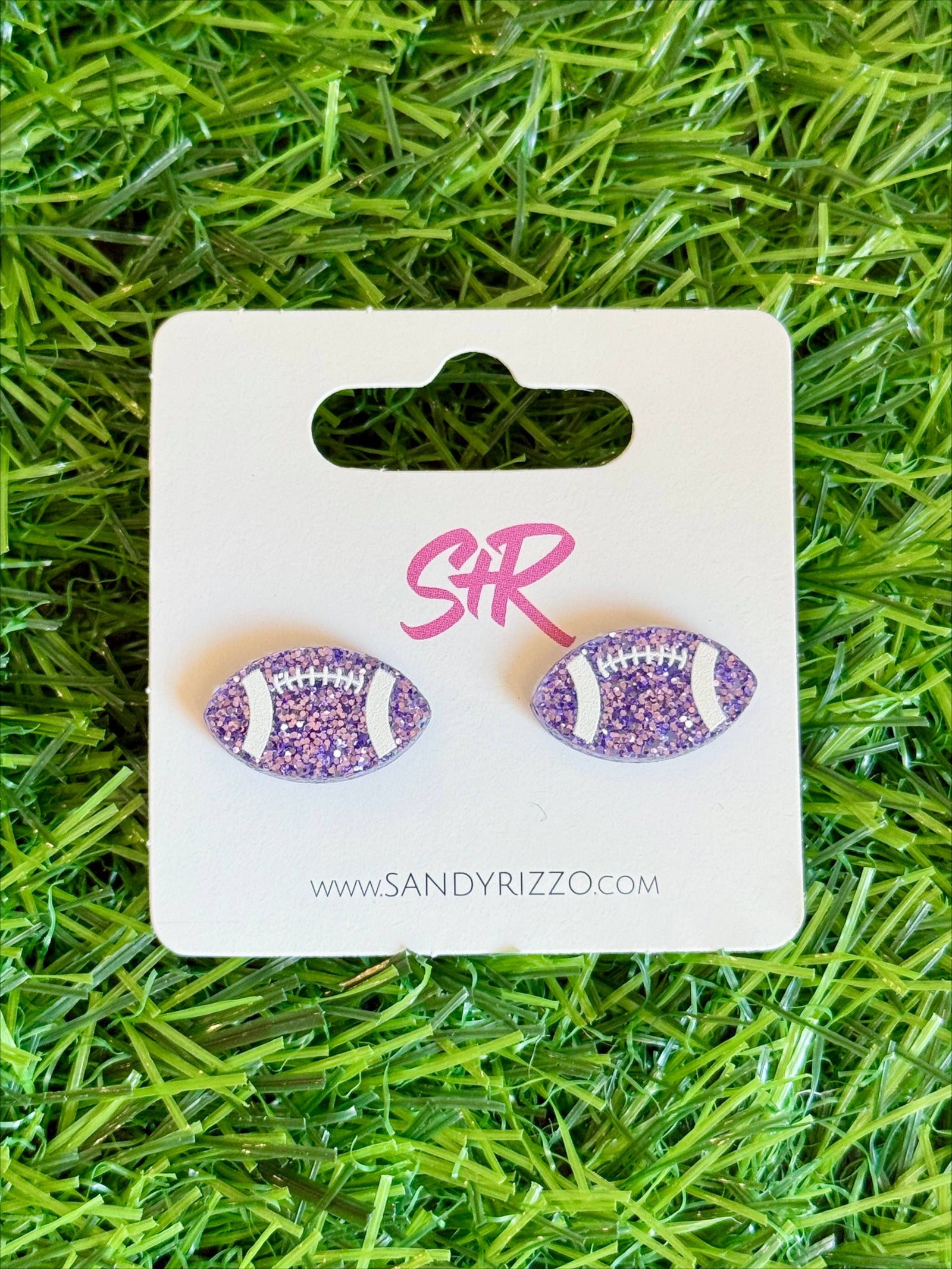 Lavender Glitter Acrylic Football Studs