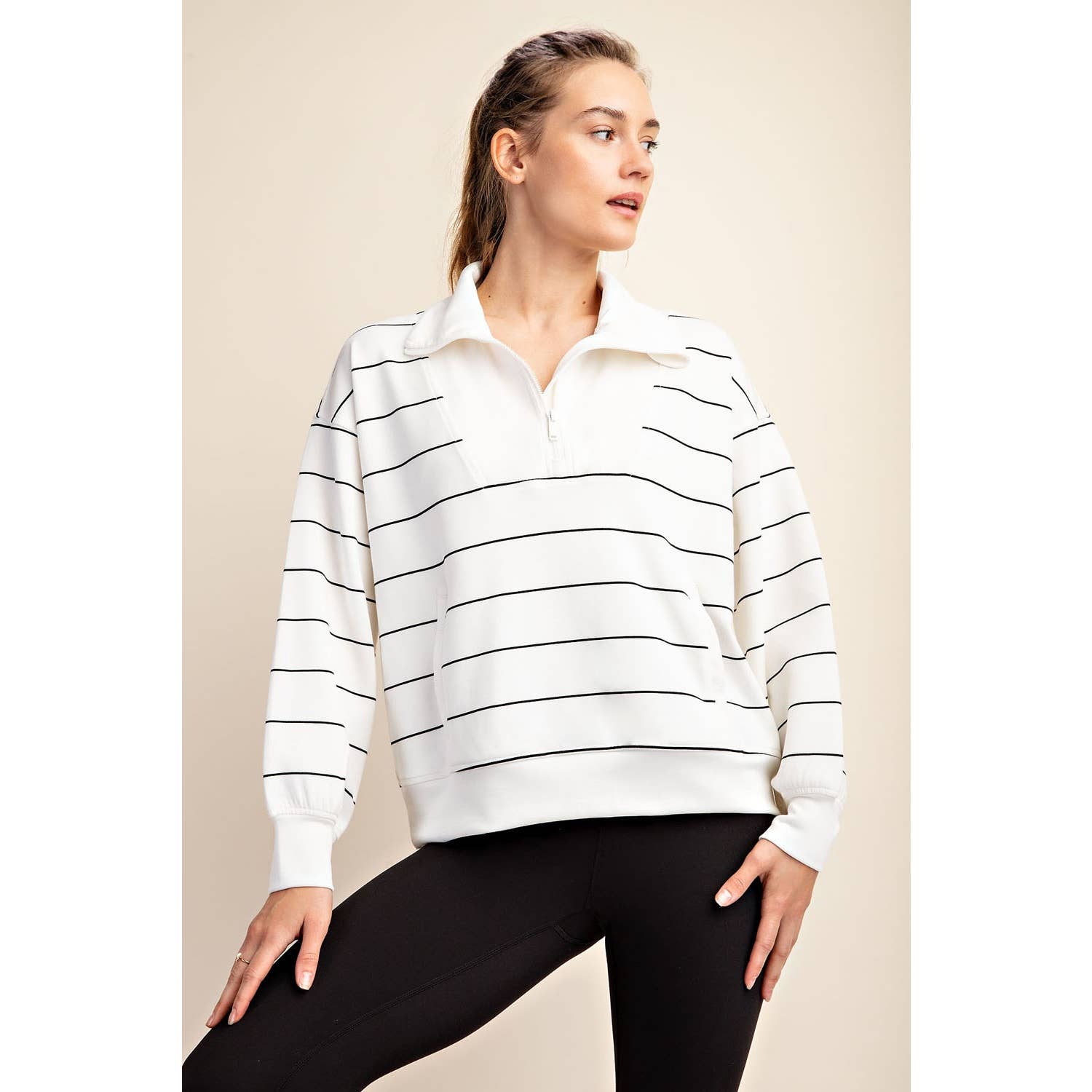 Cream/Black Stripe Top
