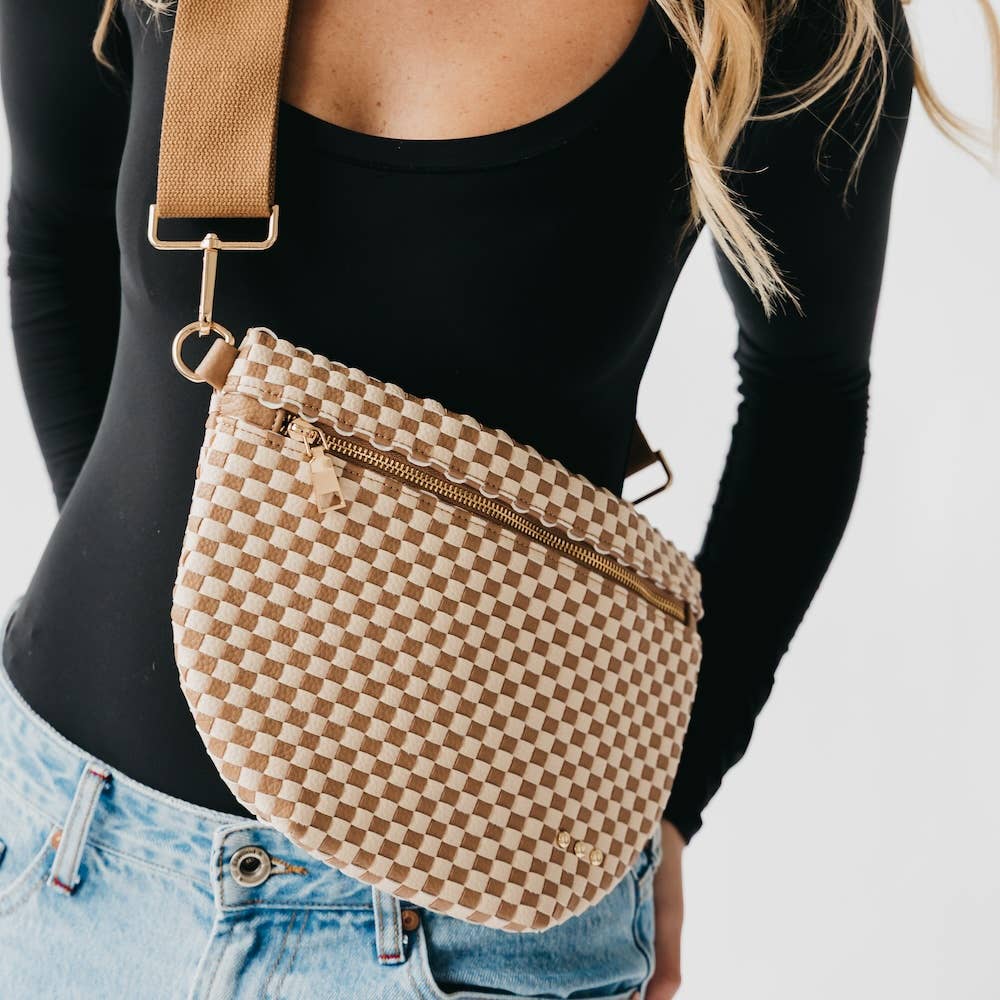 Checkered Tan - Westlyn Woven Bum Bag