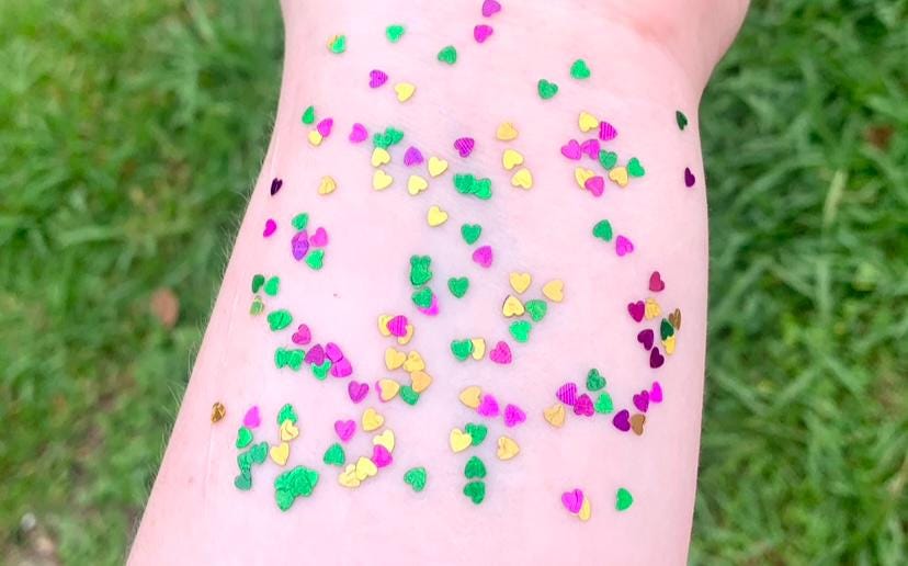 Mardi Gras Hearts Glitter