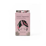 Lemon Lavender Mane Squeeze reversible satin hair towel box in pink and green tropical leaf print