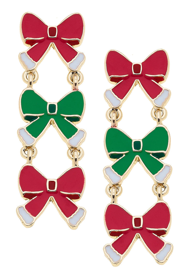 Linked Christmas Bow Earring